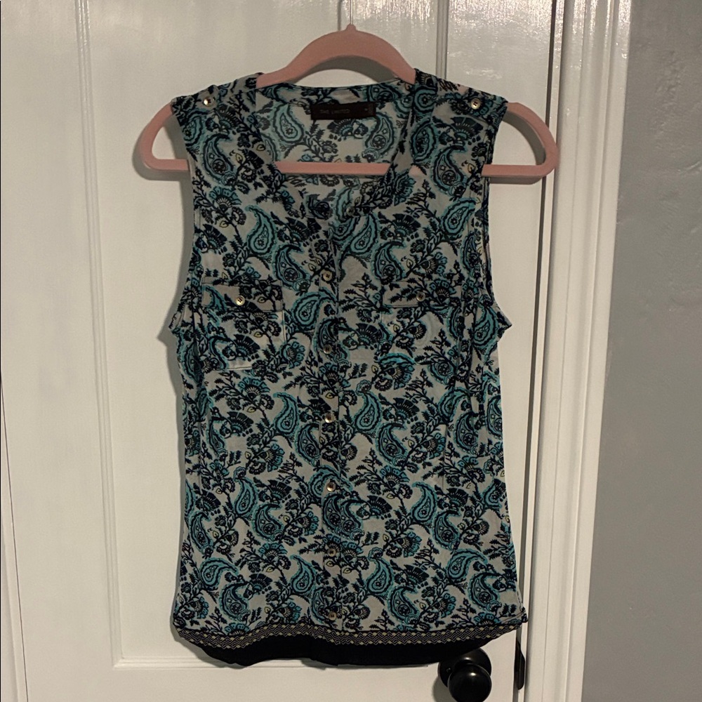 ✴️The Limited Teal and Black Paisley Button-Front Camisole